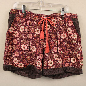 Sundance Kalini floral purple pink linen blend shorts-M